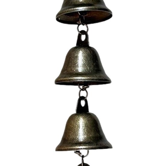 Vintage Hanging Wind Chime Weather-proof Metal Wind Bell Cluster with Chain Retro Outdoor Garden Patio 6/9 Bells Hanging Decoration Ornament