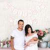 Welcome Baby Party Decorations - Pink Bow Banner,Pink Bow Welcome Baby Banner,Girls Gender Reveal Party Photo Props,Bow Theme Baby Party Hanging
