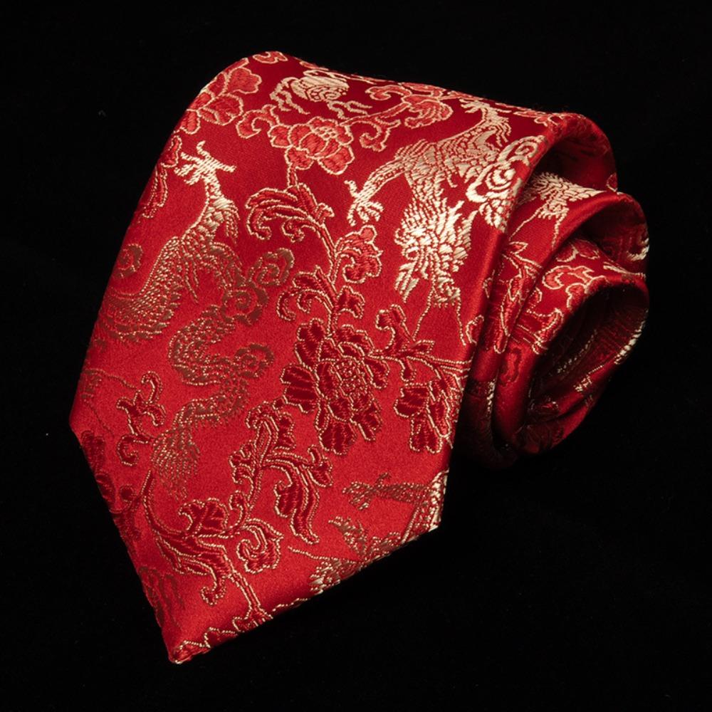 Adjustable Jacquard Silk Tie National Men Necktie Fashion Chinese Dragon Pattern Tie Wedding