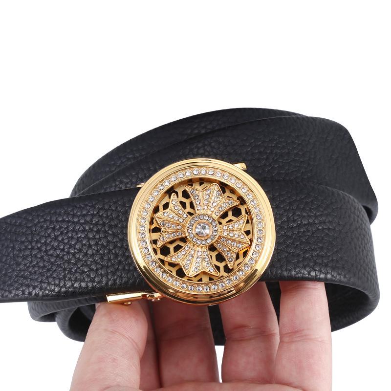 Мужской ремень из сплава и коровьей кожи с автоматической пряжкой для повседневной и универсальной носки