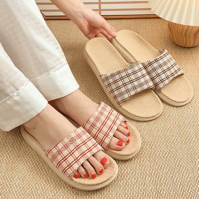 Новые ретро-модные женские льняные тапочки