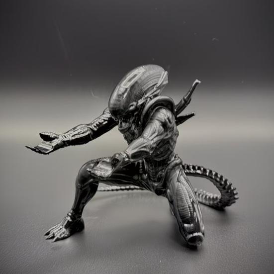 Alien Pen Holder for Desk, 3D Printed Pencil Display Stand, Kneeing Alien Desktop Organizer for Home Office Accessories