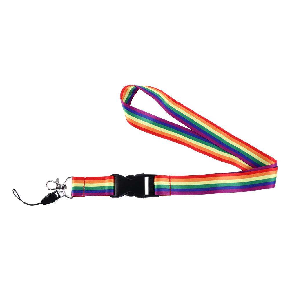 Key Ring Holder Phone Badge Lanyard Strap Neck Straps Rainbow Lanyard Rainbow Color Phone Hang Rope