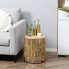 Tree Stump End Table Round Concrete Side Table For Indoor And Outdoor Use Natural Wood Effect