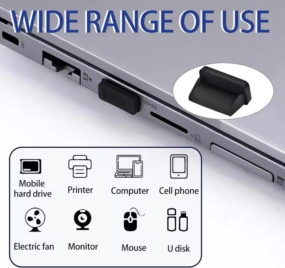 Silicone USB A Dust Covers - Anti-Dust Protection for Charging Ports, Universal Fit for Laptop/Notebook/Tablet/PC