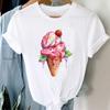 (Asian Size) Women Print Lady Tee Top Lovely Style Sweet 90s Cute Lip Clothing Casual Short Sleeve Fashion Tshirt Female Graphic T-shirt