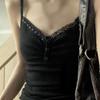 Black Camisoles Women Y2k Tops Hot Girls Sexy Lace Punk Streetwear Fashion Summer Cropped Clothes Slim All-match Lovely Mujer