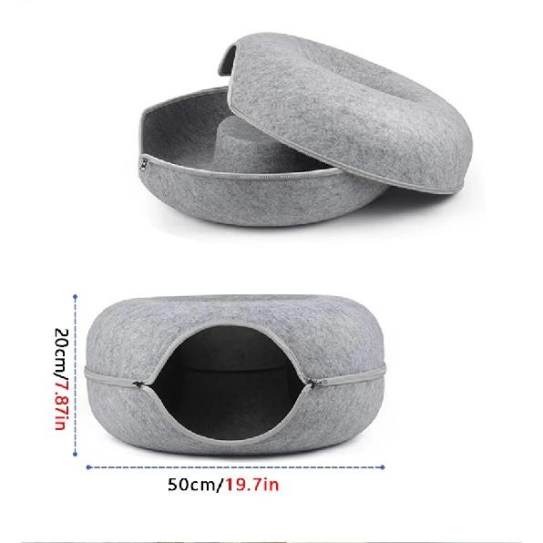 Donut Pet Cat Tunnel Interactive Bed Toy House Cat Bed Dual-use Felt Indoor Cat House Kitten Sports Equipment Cat Supplies