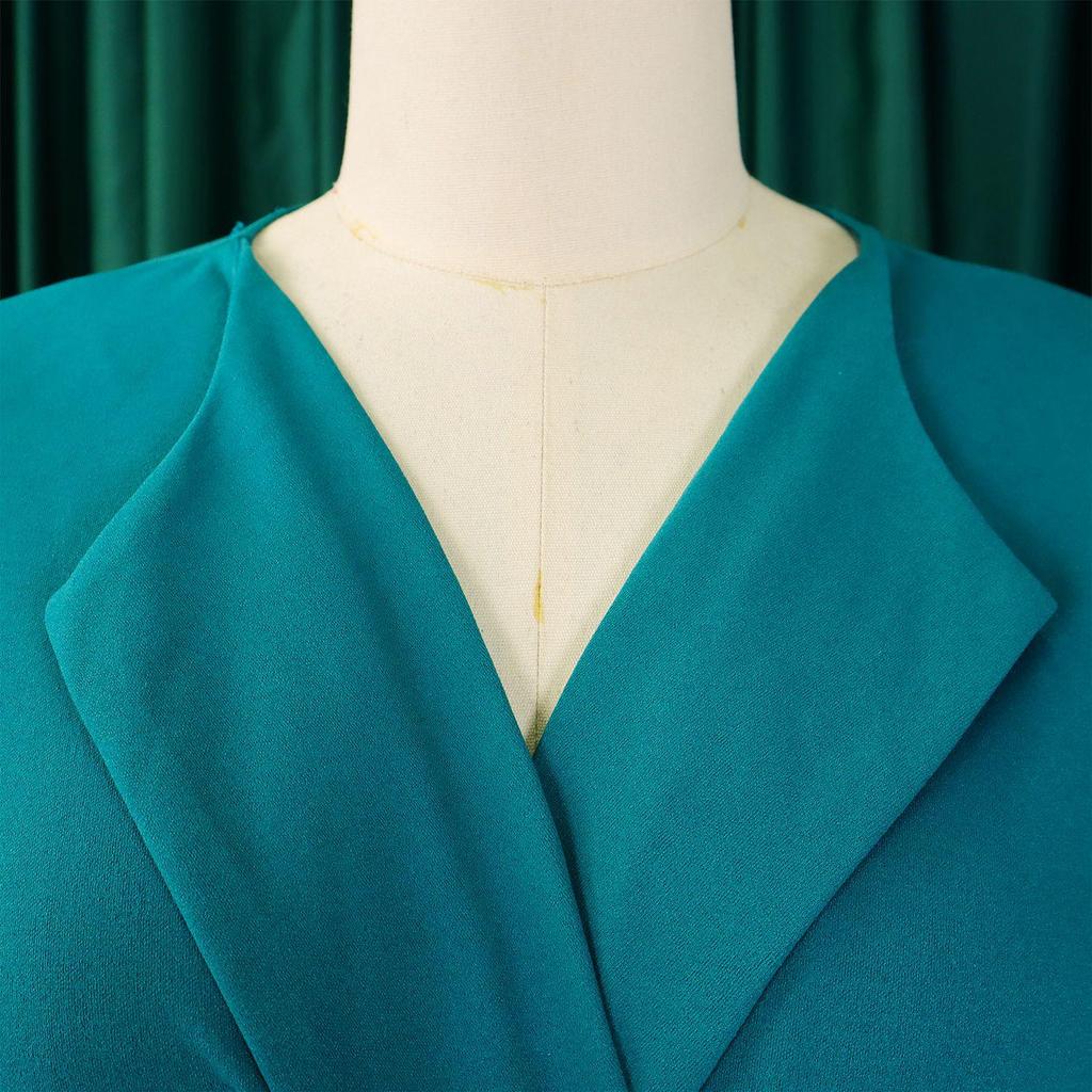 L51 Women's Suit Collar Tie-Waist Pleated African Dress