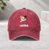 Zipper Peek Bear Laura Personalized Washed Baseball Cap Cotton Adjustable Snapback Hat