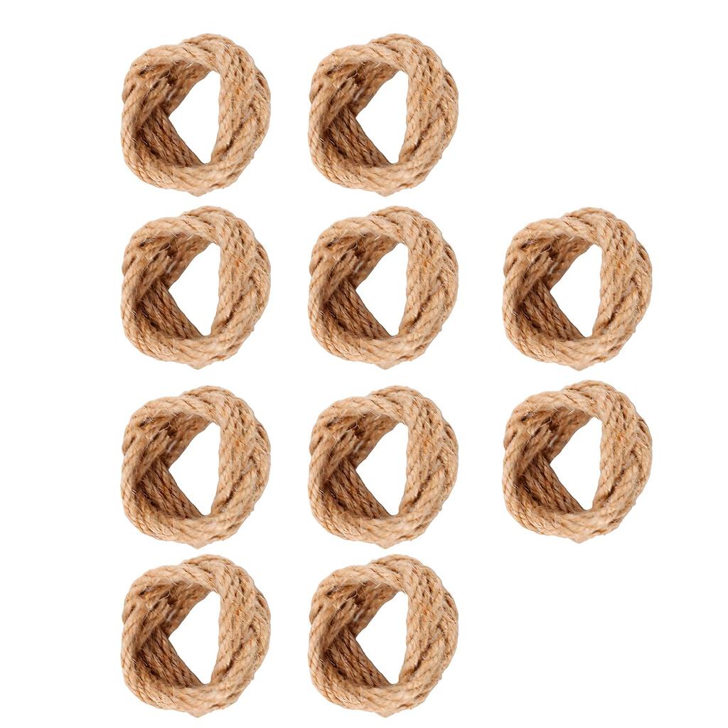 10PCS Woven Napkin Rings Set Jute Farmhouse Rustic Napkin Ring Holders Decor for Dinning Table Party Gathering Banquet
