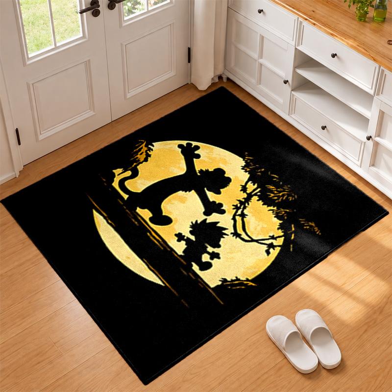 Calvin and Hobbes Carpet Door Mat for Living Room or Bedroom Protective Mat Under Chair Office Decoration Christmas Gift Birthday Present