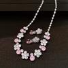 Инкрустированный стразами циркон Цветочные цирконовые наборы для женщин Преувеличенная милая цепочка на ключицу Легкий роскошный набор ожерелья и серег