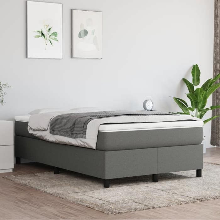 Maison Exclusive - Sommier à lattes de lit avec matelas gris foncé 120x190cm tissu