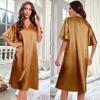 Women's Plus Size Ice Silk Summer Cool Thin Home Wear Long Pajamas