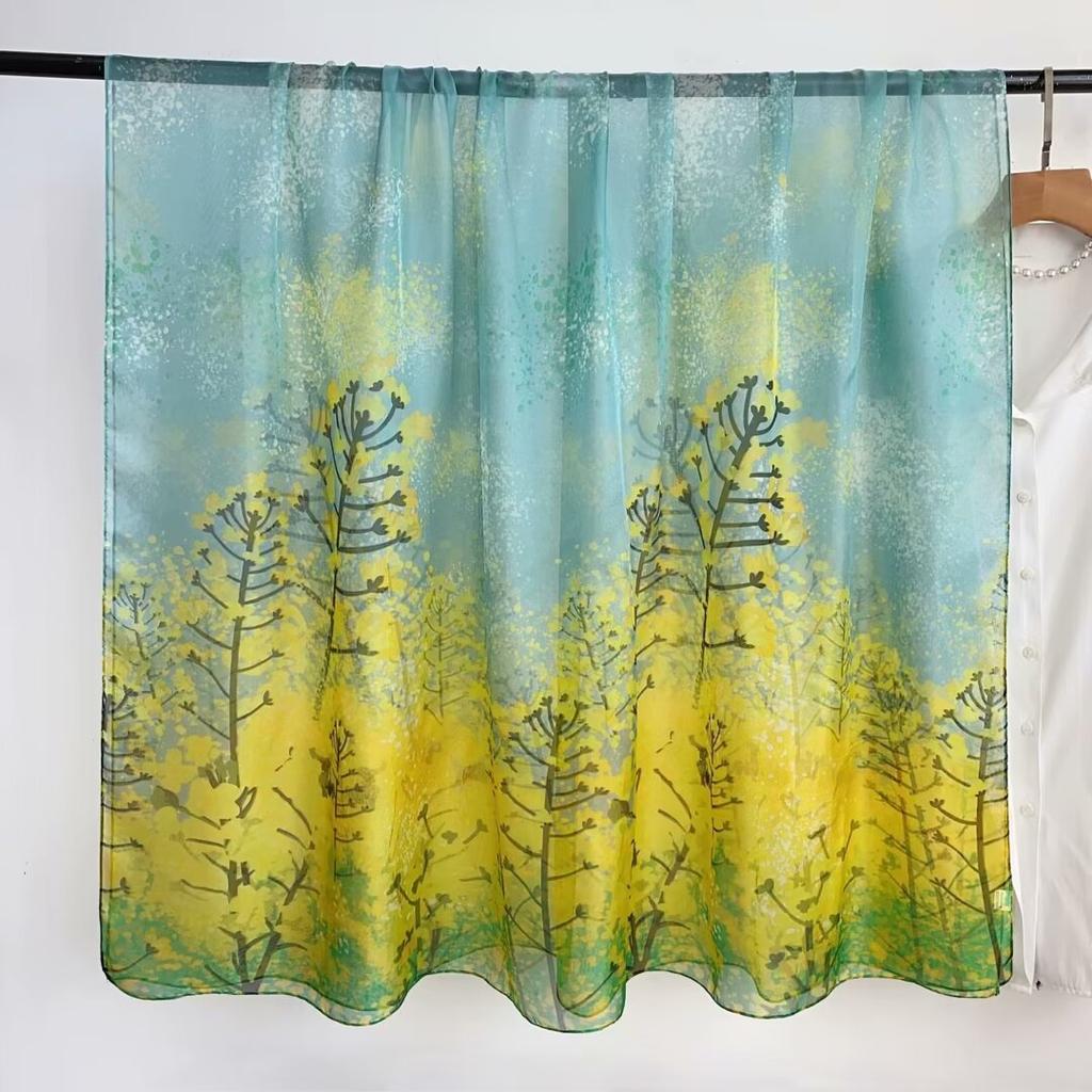 Мягкий полиэстеровый шарф с цветочным принтом для женщин - универсальная шаль, уютная и теплая, ветрозащитная, идеально подходит для повседневной носки