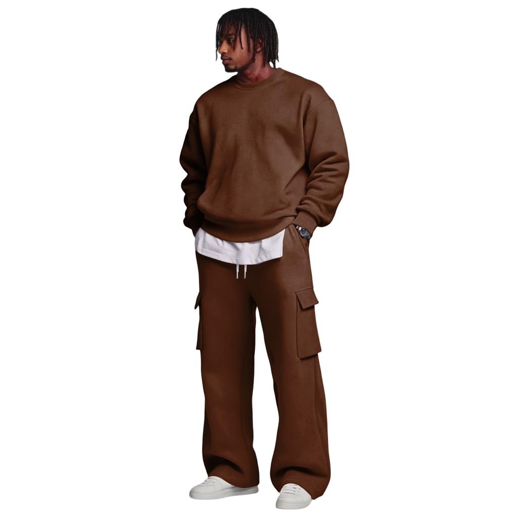 Мужской комплект: толстовка-слой и брюки-карго с эластичным поясом