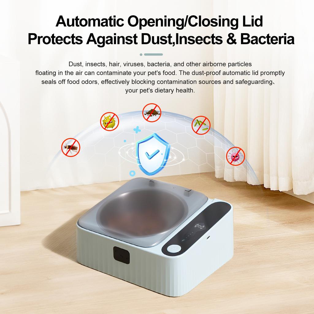 & ODM Smart Automatic Cat Bowl with Sensor Activated Lid 304 Stainless Steel Elevated Pet Feeding Bowl 350ml