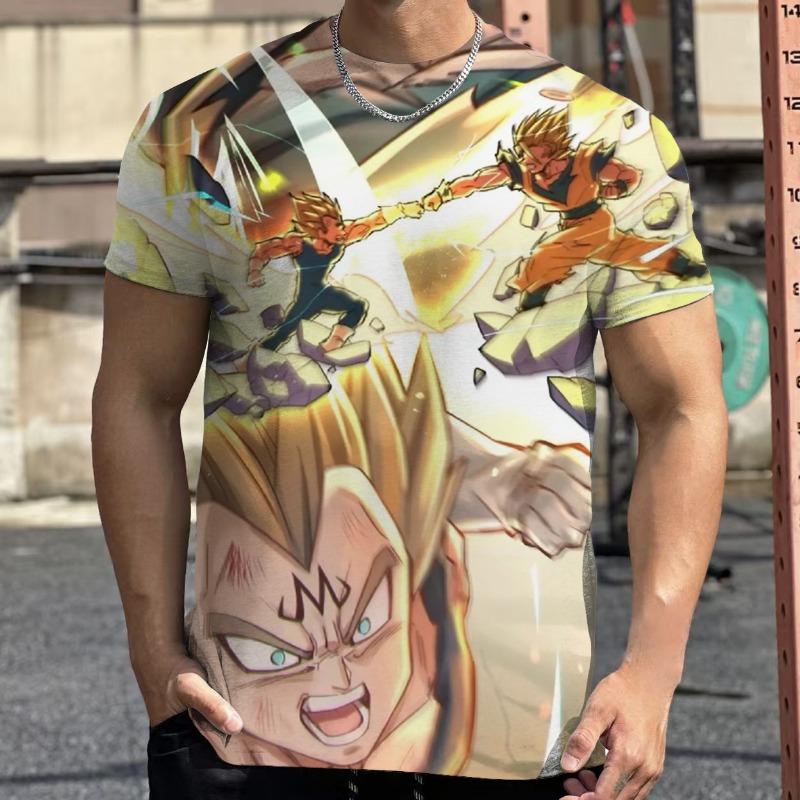 2026 Летняя Ретро Футболка Dragon Ball для Фитнеса Мужская Оверсайз 3D Печать Короткий Рукав Семейная Унисекс Детская Спортивная Футболка