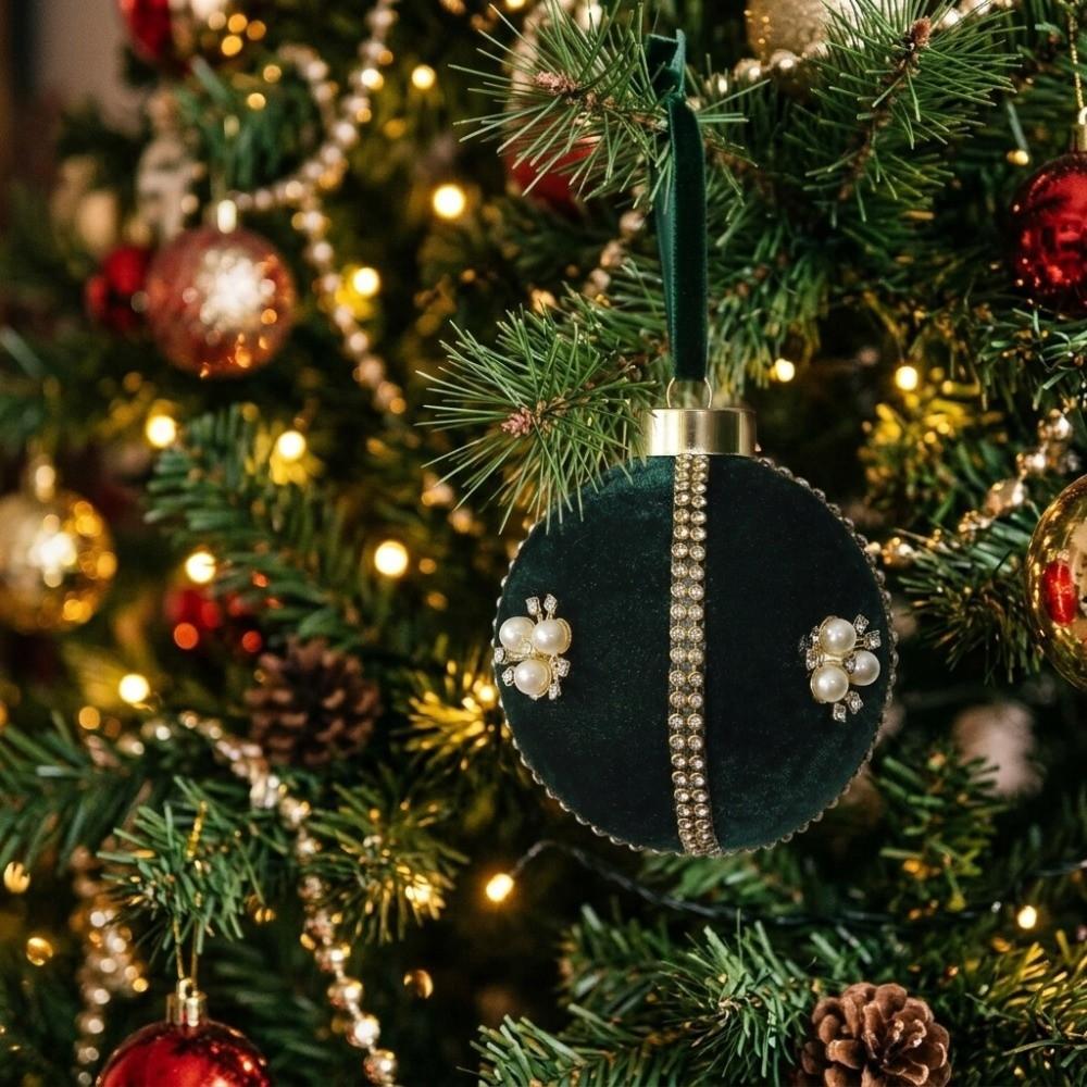 Double Row Drill Flocking Christmas Ball 8cm Velvet Christmas Ball Decor Home Party Decor