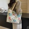 Large Floral Canvas Handbag with Shoulder Straps for Commuters and Students