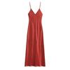 TAOP&ZA Women's Spring/Summer Elegant Silk Satin Backless V-Neck Spaghetti Strap Dress