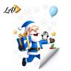 Removable Christmas Glass Stickers Static Window Cling Cartoon Blue Santa Stickers Reusable DIY Seasonal Displays Decor with Snowflake Balloon