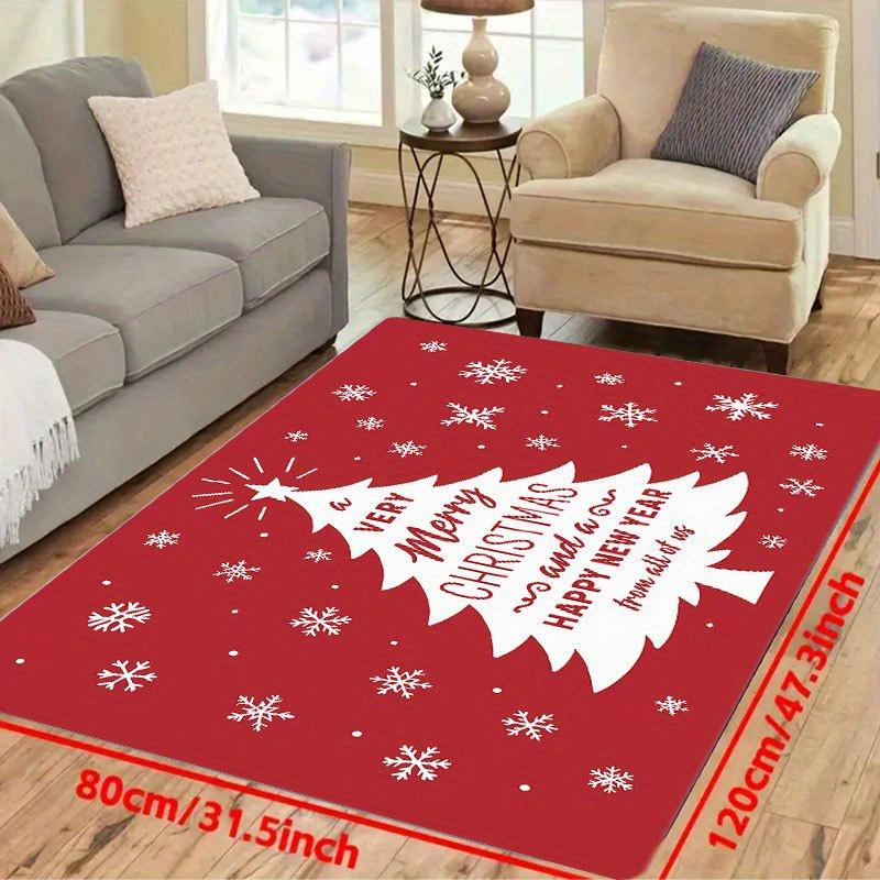 1Pcs Anti Fatigue Kitchen Rugs Red Christmas Tree Print Waterproof Non-Slip Thick Cushioned Kitchen Mat Heavy Duty Comfort Standing Mat for Kitchen