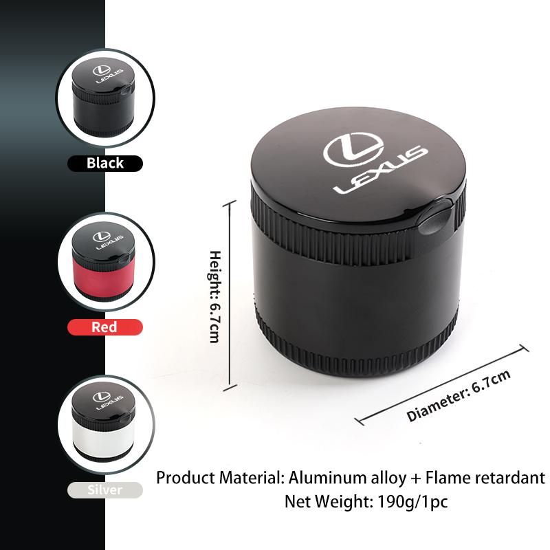 Car Aluminum Ashtray ABS Flame Retardant Cigarette Case Auto Accessories For Lexus UX250h RX450h CT200h RX400h NX300h RX350