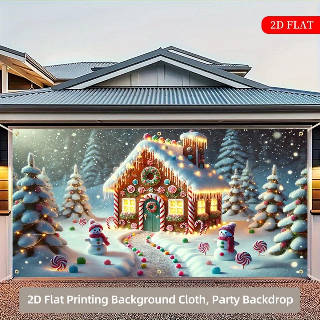1 piece, candy house Christmas snow background, multi scenario application, no need for electricity, large outdoor decor