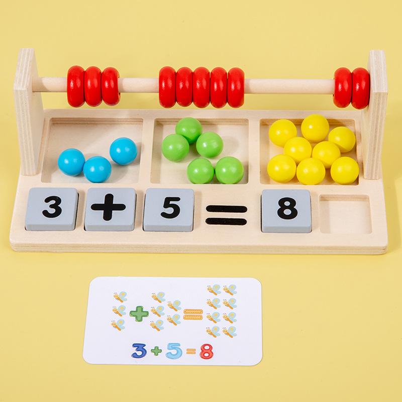 Детская игра-подсчет бусин, большие классные игрушки, деревянные головоломки для раннего развития, обучающие материалы по цветам и числам