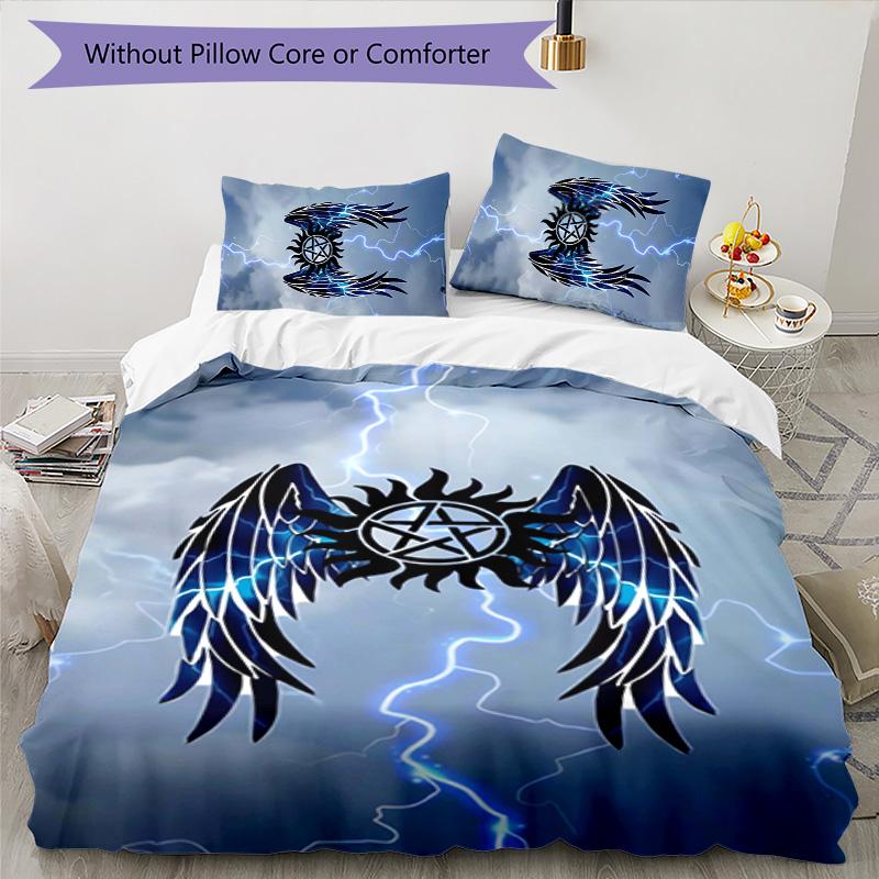 Supernatural 3pcs Bedding Set Duvet Cover Closure Includes 1 Duvet Cover & 2 Pillowcases for All Seasons Bedroom Home Dorm Decor