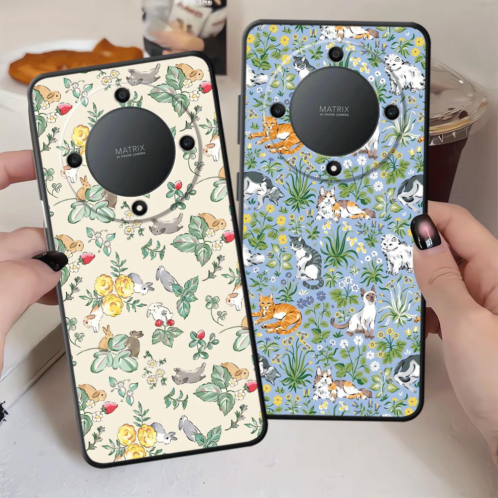 Чехол для Honor X5b 200 400 Lite X9a X8 90 X6 70 X7 Magic5Lite 8X Funda Чехол для телефона Мультяшные Цветы Животные