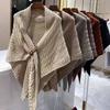 Ladies' Popular Versatile Thick Scarf For Spring And Autumn New Warm Leather Buckle Triangular Shawl Diagonal