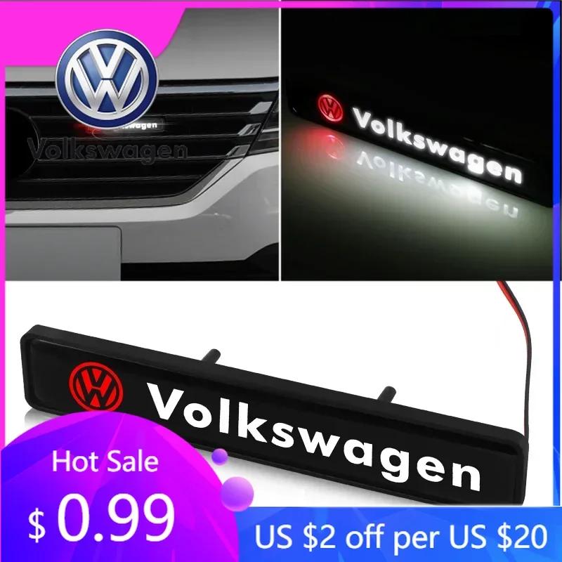 DKRSE1 For VW Volkswagen Jetta MK5 Golf 1Pcs Car Decorative LED Lights Front Hood Grille Badge Styling For Volkswagen Jetta MK5 MK6 Gol