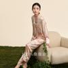 New 100% Mulberry Silk Noble Fashion Printed Home Clothing Set for Women's Silk Sleepwear, Mother's Gift