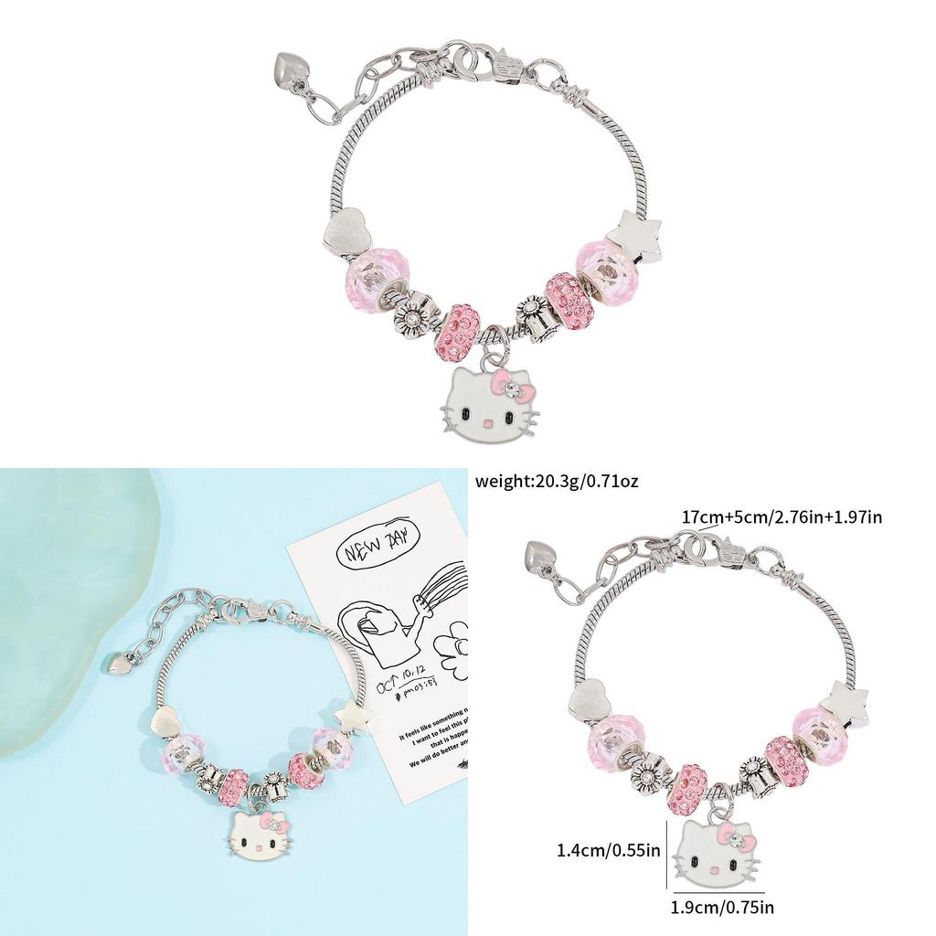 Браслет-шарм с мультяшными персонажами Hello Kitty и бусинами из цинкового сплава Для подарков и аксессуаров