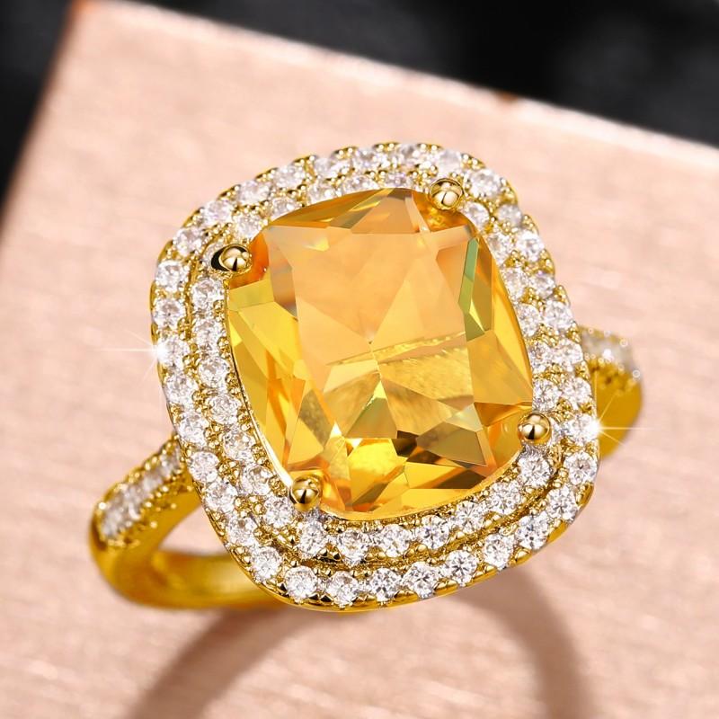 Huitan Gorgeous Cubic Zirconia Women Rings Pink/White/Yellow CZ Temperament Elegant Lady's Jewelry for Wedding Anniversary Party