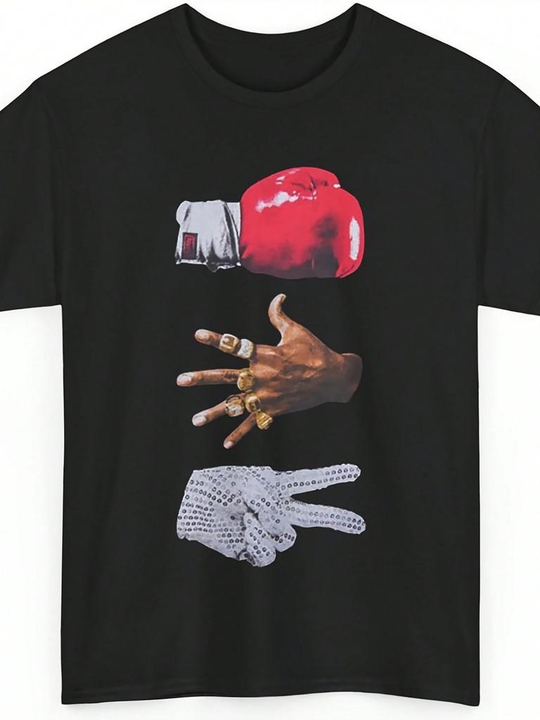 Men'S 3 Mikes Graphic Tee Boxing Design Featuring Tyson Jackson with Red Gloves and Rings Made
