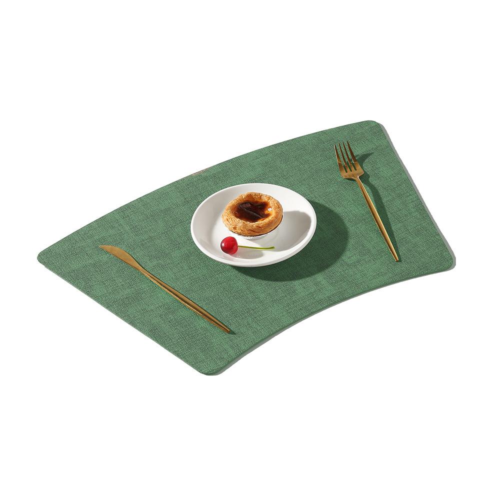 Modern Chinese Fan-Shaped PVC Leather Placemats Oil-Proof Heat-Resistant Table Mats for Round Dining Tables and Hotels