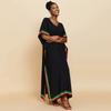 Black Beach Kaftans Color Block Women Maxi Dresses Summer Holiday Bathing Suits Factory Supply