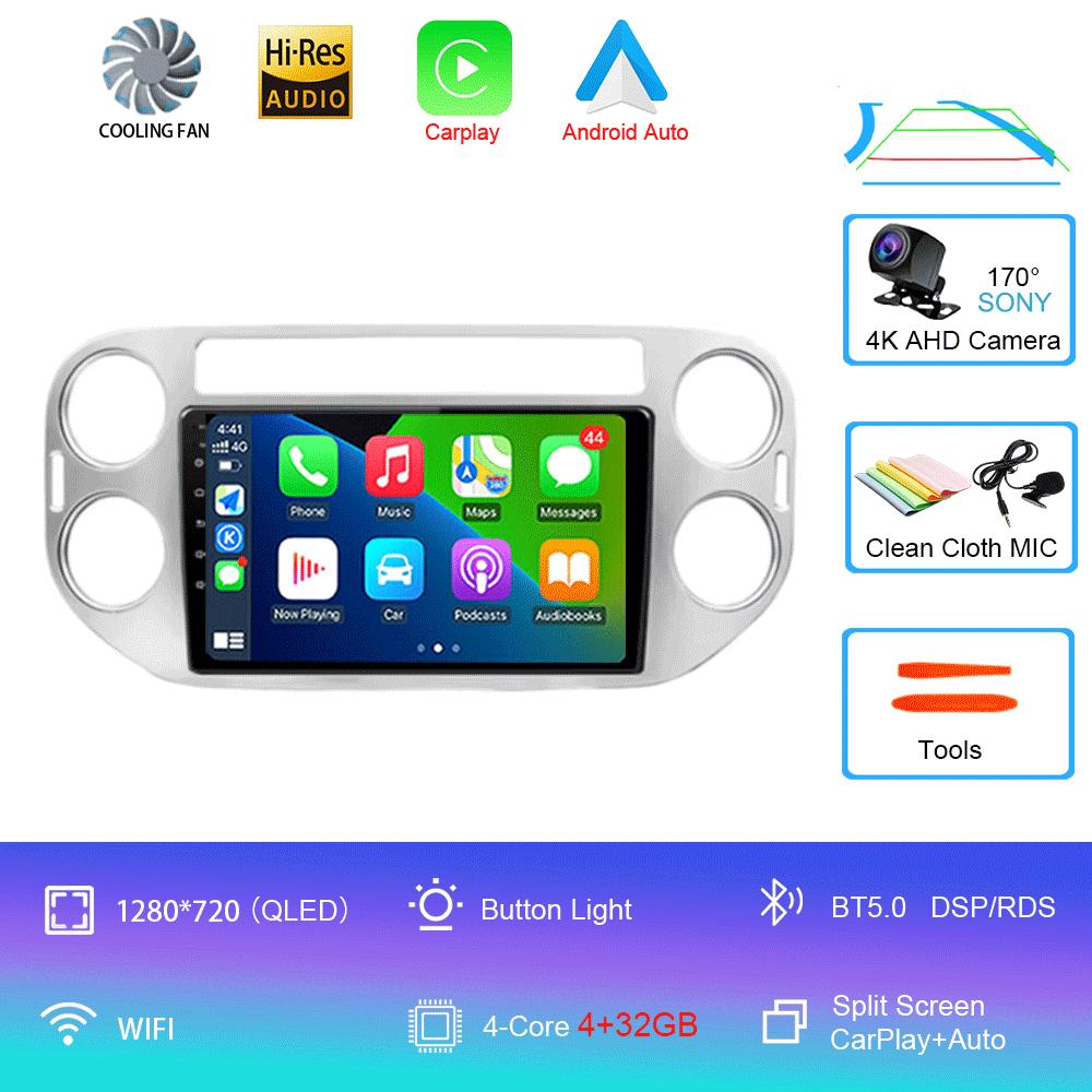 Автомобильное радио Android 14 Wireless CarPlay Auto для VW Volkswagen Tiguan 1 NF 2006-2016 Мультимедийный видеоплеер Стерео GPS 2din Navi