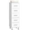 Bathroom Chest of Drawers, 5 Drawers, 30 x 30 x 95 cm, White