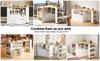 Kitchen island with pull-out countertop, 115 cm storage with three-sided shelves and two drawers, coffee bar, suitable for dining rooms and home bars