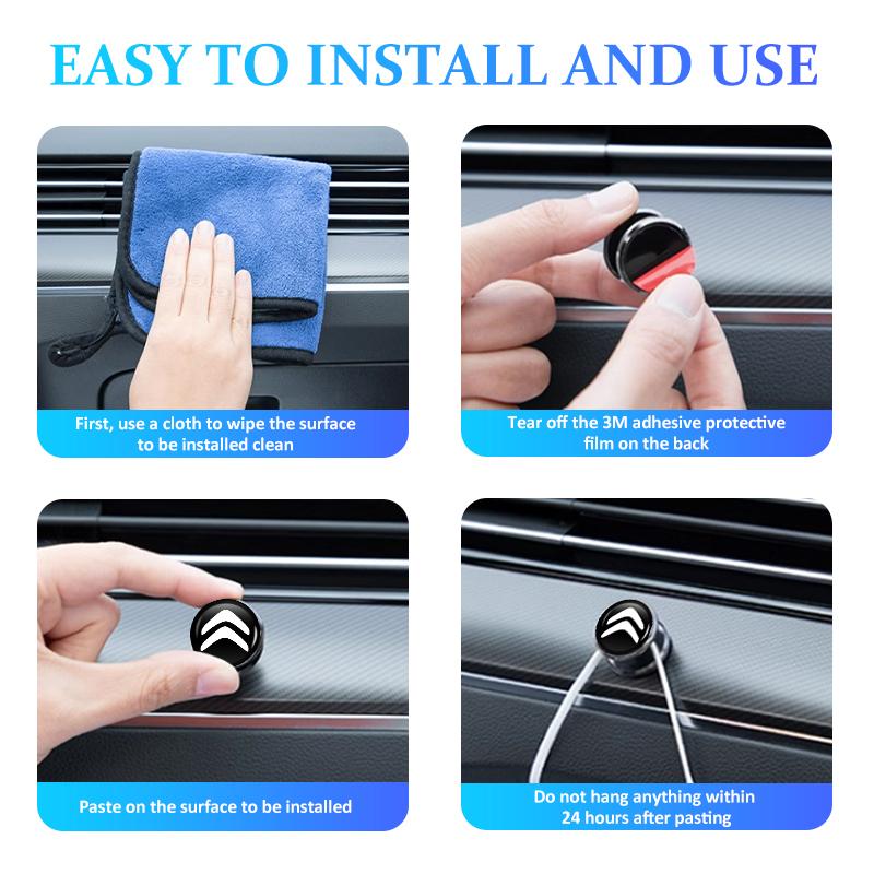 AER4   Car Adhesive Hook Interior Storage Holder USB Cable Key Hanging For Citroen C4 C3 C5 C1 C2 C6 VTS C4L DS3 DS4 DS5 Grand Berlingo