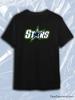 TeeSensation Черная футболка с круглым вырезом и коротким рукавом с принтом логотипа STARS Dallas Stars в современном стиле, белый, зеленый, темно-синий