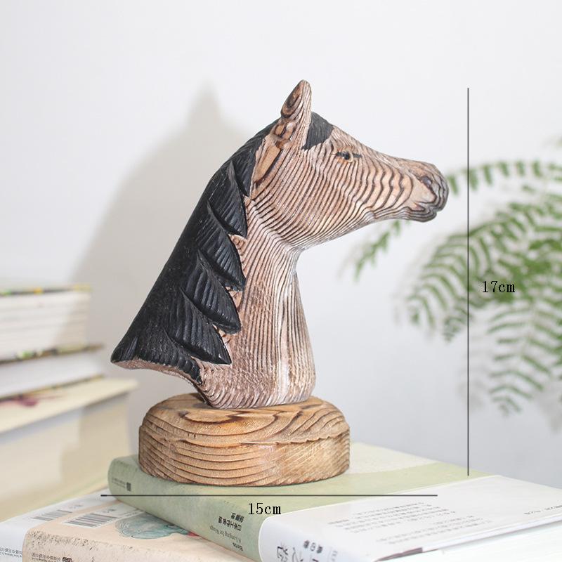 Искусственная скульптура животного Резьба по дереву Голова животного Тигр Лев Резьба по дереву Поделки Сосновые украшения Аксессуары для домашнего декора