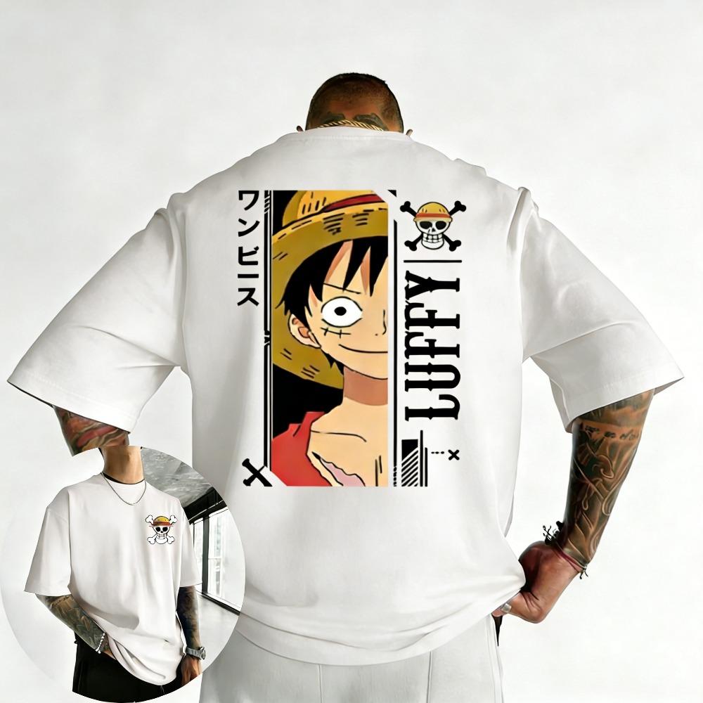 Plus Size One Piece Anime Printed Men and Women Tshirt Casual Parent Child Top Fashion Y2K Harajuku Style Summer Street Wear