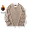 Men's Black Velvety Faux Two-Piece Henley Long-Sleeve T-Shirt, Autumn Korean-European Style, 536.