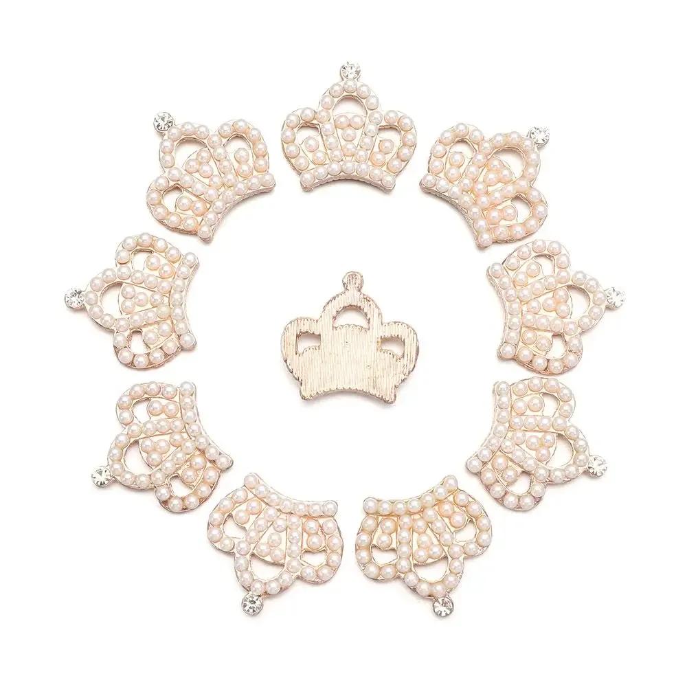 10 шт. Блестящие шляпные аксессуары для одежды Пуговицы со стразами в форме цветка Жемчужные заколки для волос Головной убор Зажим Жемчужная пуговица DIY Ремесло